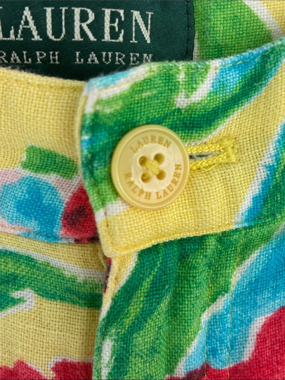 Ralph Lauren Yellow Floral Bermuda Shorts Red & Green Print - Picture 7 of 9